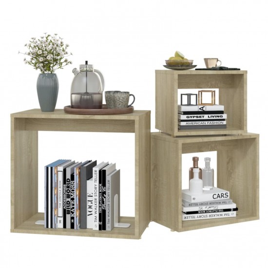 Nesting Tables 3 pcs Sonoma Oak Chipboard Nesting Tables 3 pcs Sonoma Oak Chipboard