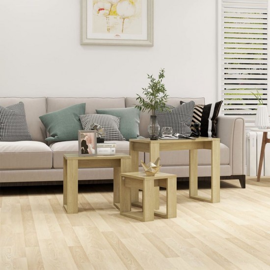Nesting Tables 3 pcs Sonoma Oak Engineered Wood Nesting Tables 3 pcs Sonoma Oak Engineered Wood