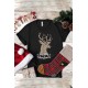 Black Christmas Leopard Elk Letter Tee Black Christmas Leopard Elk Letter Tee