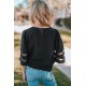 Black Girl's 3/4 Bell Sleeve Mesh Panel Blouse Black Girl's 3/4 Bell Sleeve Mesh Panel Blouse