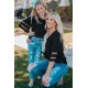 Black Girl's 3/4 Bell Sleeve Mesh Panel Blouse Black Girl's 3/4 Bell Sleeve Mesh Panel Blouse