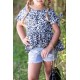 Leopard Tied Sleeves Ruffled Hem Little Girl Top Leopard Tied Sleeves Ruffled Hem Little Girl Top