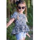 Leopard Tied Sleeves Ruffled Hem Little Girl Top Leopard Tied Sleeves Ruffled Hem Little Girl Top