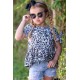 Leopard Tied Sleeves Ruffled Hem Little Girl Top Leopard Tied Sleeves Ruffled Hem Little Girl Top