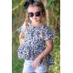 Leopard Tied Sleeves Ruffled Hem Little Girl Top Leopard Tied Sleeves Ruffled Hem Little Girl Top