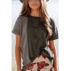 Gray Girls Mix Waffle Textured Short Sleeve Top Gray Girls Mix Waffle Textured Short Sleeve Top