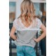 Gray Synonym Rolls Funny Graphic Lace Spliced Girls Top Gray Synonym Rolls Funny Graphic Lace Spliced Girls Top