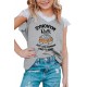 Gray Synonym Rolls Funny Graphic Lace Spliced Girls Top Gray Synonym Rolls Funny Graphic Lace Spliced Girls Top