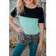 Green Twisted Knot Color Block Short Sleeve Tee Green Twisted Knot Color Block Short Sleeve Tee