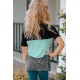 Green Twisted Knot Color Block Short Sleeve Tee Green Twisted Knot Color Block Short Sleeve Tee
