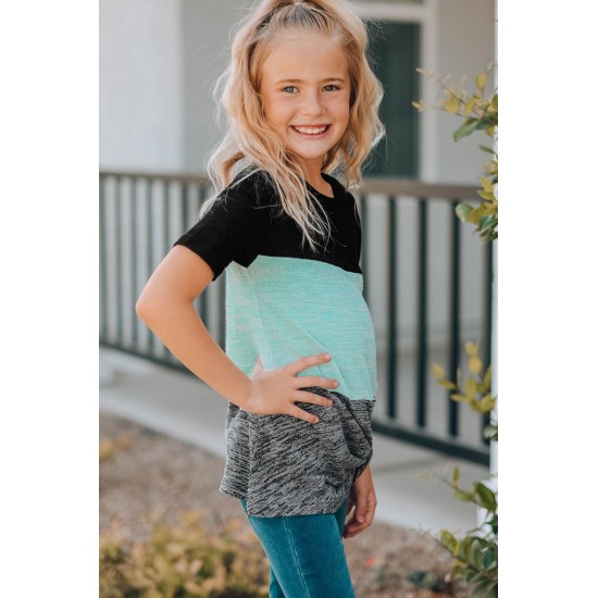 Green Twisted Knot Color Block Short Sleeve Tee Green Twisted Knot Color Block Short Sleeve Tee