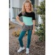 Green Twisted Knot Color Block Short Sleeve Tee Green Twisted Knot Color Block Short Sleeve Tee