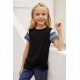Black Girls' Striped Sleeves Tee Black Girls' Striped Sleeves Tee