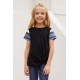 Black Girls' Striped Sleeves Tee Black Girls' Striped Sleeves Tee