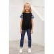 Black Girls' Striped Sleeves Tee Black Girls' Striped Sleeves Tee