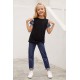 Black Girls' Striped Sleeves Tee Black Girls' Striped Sleeves Tee