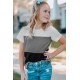 Gray Parent-child Colorblock Striped Girls' T-shirt Gray Parent-child Colorblock Striped Girls' T-shirt
