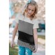 Gray Parent-child Colorblock Striped Girls' T-shirt Gray Parent-child Colorblock Striped Girls' T-shirt