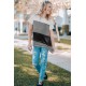Gray Parent-child Colorblock Striped Girls' T-shirt Gray Parent-child Colorblock Striped Girls' T-shirt