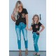 Black V Neck Leopard Splicing Kid Tee Black V Neck Leopard Splicing Kid Tee