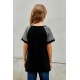 Black Raglan Sleeve Kid Tee with Side Buttons Black Raglan Sleeve Kid Tee with Side Buttons