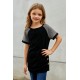Black Raglan Sleeve Kid Tee with Side Buttons Black Raglan Sleeve Kid Tee with Side Buttons