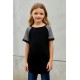 Black Raglan Sleeve Kid Tee with Side Buttons Black Raglan Sleeve Kid Tee with Side Buttons