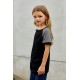 Black Raglan Sleeve Kid Tee with Side Buttons Black Raglan Sleeve Kid Tee with Side Buttons