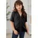 Black Swiss Dot Lace Short Sleeve Girls Top Black Swiss Dot Lace Short Sleeve Girls Top