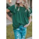 Green Little Girl Swiss Dot Ruffle Sleeves Top Green Little Girl Swiss Dot Ruffle Sleeves Top