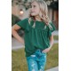 Green Little Girl Swiss Dot Ruffle Sleeves Top Green Little Girl Swiss Dot Ruffle Sleeves Top