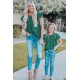 Green Little Girl Swiss Dot Ruffle Sleeves Top Green Little Girl Swiss Dot Ruffle Sleeves Top