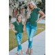 Green Little Girl Swiss Dot Ruffle Sleeves Top Green Little Girl Swiss Dot Ruffle Sleeves Top