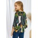 Tropical Leaf V Neck Ruffled Sleeve Buttons Girl's Blouse Tropical Leaf V Neck Ruffled Sleeve Buttons Girl's Blouse