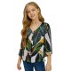Tropical Leaf V Neck Ruffled Sleeve Buttons Girl's Blouse Tropical Leaf V Neck Ruffled Sleeve Buttons Girl's Blouse