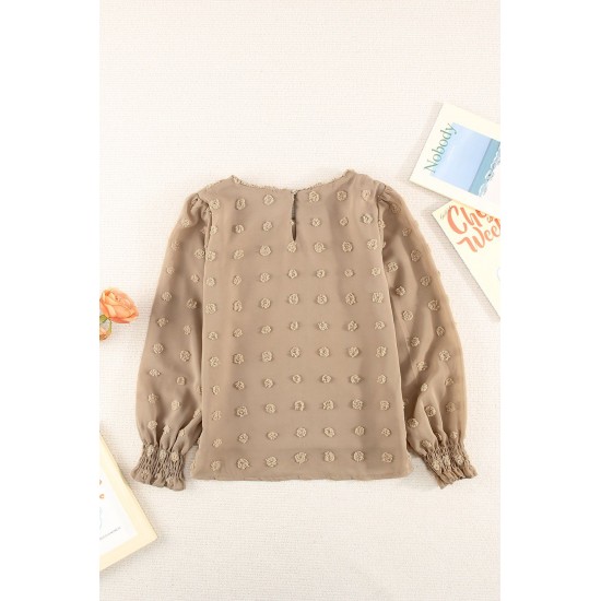 Swiss Dot Lace Splicing Long Sleeve Girl's Blouse Swiss Dot Lace Splicing Long Sleeve Girl's Blouse