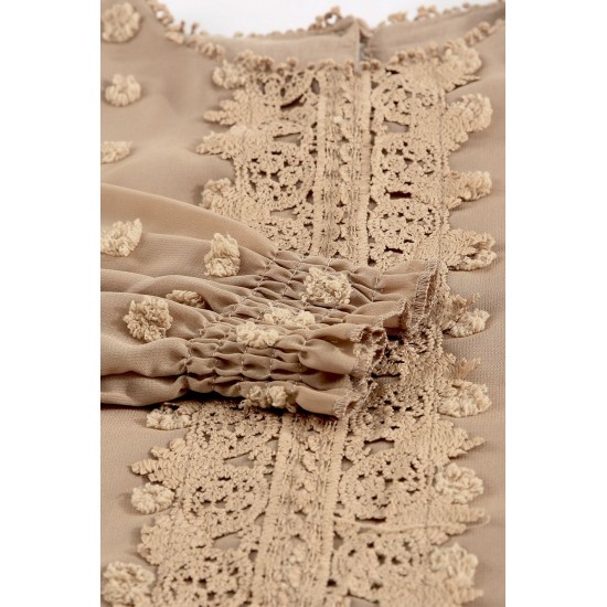 Swiss Dot Lace Splicing Long Sleeve Girl's Blouse Swiss Dot Lace Splicing Long Sleeve Girl's Blouse