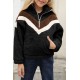 Black Stripe Color Block Half Zip Girl Fleece Sweatshirt with Pocket Black Stripe Color Block Half Zip Girl Fleece Sweatshirt with Pocket