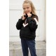 Black Stripe Color Block Half Zip Girl Fleece Sweatshirt with Pocket Black Stripe Color Block Half Zip Girl Fleece Sweatshirt with Pocket