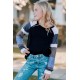 Black Striped Color Block Girl’s Long Sleeve Top Black Striped Color Block Girl’s Long Sleeve Top