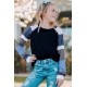Black Striped Color Block Girl’s Long Sleeve Top Black Striped Color Block Girl’s Long Sleeve Top