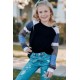 Black Striped Color Block Girl’s Long Sleeve Top Black Striped Color Block Girl’s Long Sleeve Top