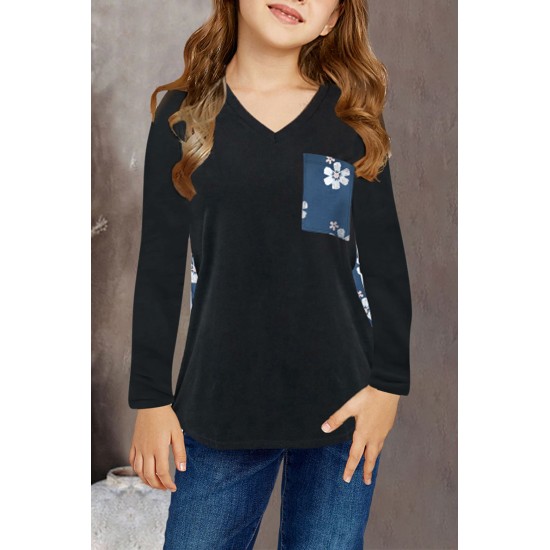 Blue Floral Print Kids Long Sleeve Top Blue Floral Print Kids Long Sleeve Top