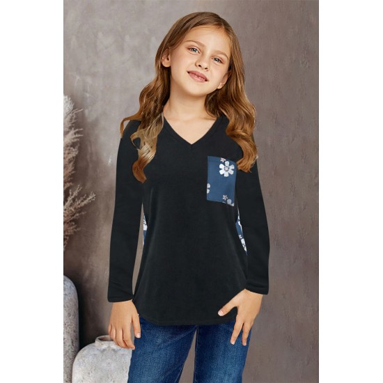 Blue Floral Print Kids Long Sleeve Top Blue Floral Print Kids Long Sleeve Top