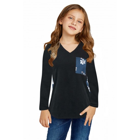 Blue Floral Print Kids Long Sleeve Top Blue Floral Print Kids Long Sleeve Top