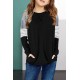 Black Striped Colorblock Long Sleeve Girls Blouse with Pocket Black Striped Colorblock Long Sleeve Girls Blouse with Pocket