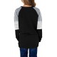 Black Striped Colorblock Long Sleeve Girls Blouse with Pocket Black Striped Colorblock Long Sleeve Girls Blouse with Pocket