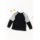 Black Striped Colorblock Long Sleeve Girls Blouse with Pocket Black Striped Colorblock Long Sleeve Girls Blouse with Pocket