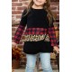 Little Girls Plaid and Leopard Colorblock Long Sleeve Top Little Girls Plaid and Leopard Colorblock Long Sleeve Top