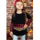 Little Girls Plaid and Leopard Colorblock Long Sleeve Top Little Girls Plaid and Leopard Colorblock Long Sleeve Top